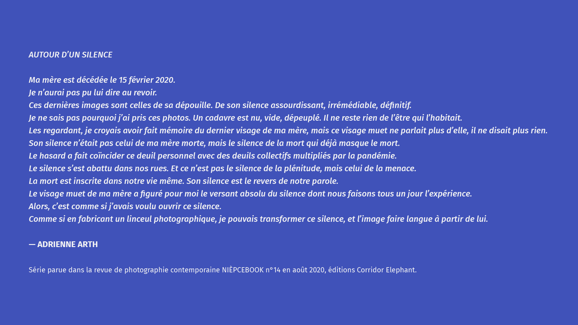 Autour du silence — Adrienne Arth
